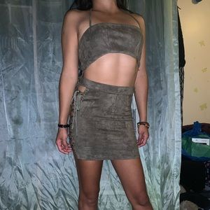 Oh Polly suede skirt and top set